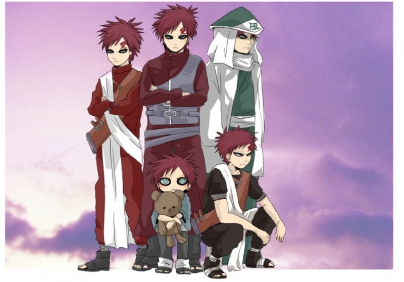 Five Anime Characters — Purple, Dramatic, Sunset