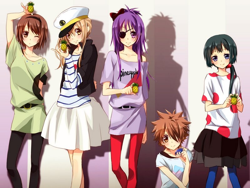 Five Anime Characters — Purple, Playful