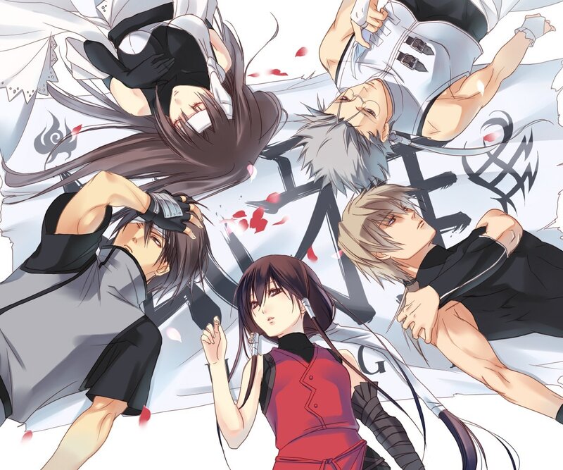 Five Anime Characters — Red, Dramatic, Blood