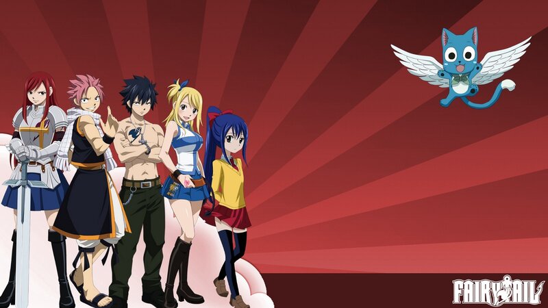 Five Anime Characters — Red, Dramatic, Cat with Wings