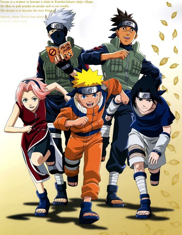 Five Anime Characters Running