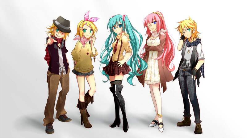 Five Anime Characters — White, Neutral, Digital Art
