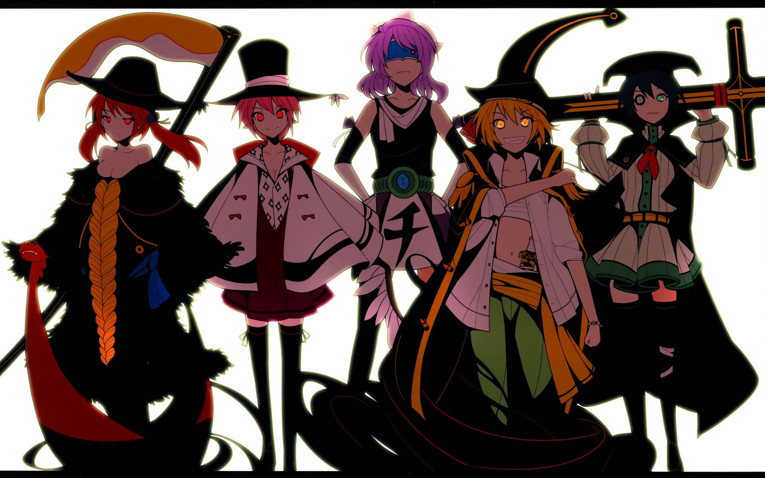 Five anime characters with weapons