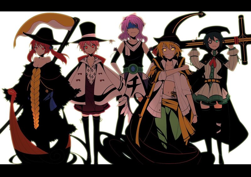Five anime characters with weapons
