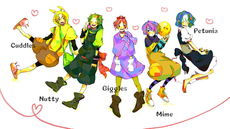 Five Anime Characters — Yellow, Playful