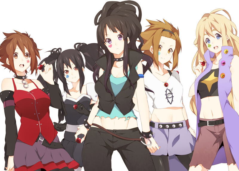 Five Anime Girls — Black, Confident