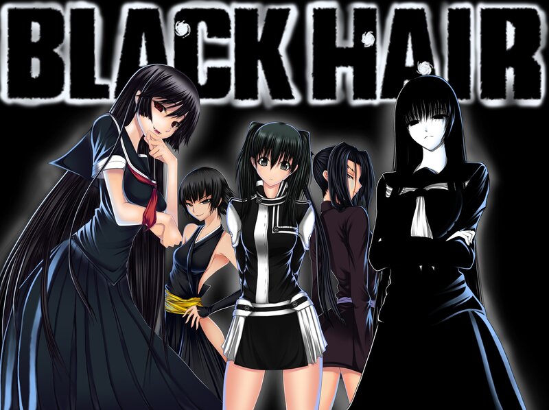Five Anime Girls — Black, Dramatic, Anime Characters