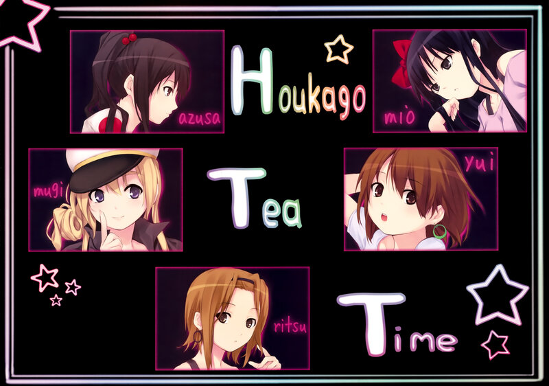 Five Anime Girls — Black, Playful