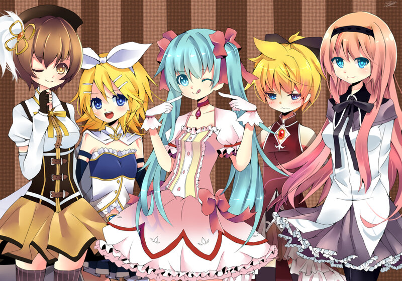 Five Anime Girls — Blue, Playful