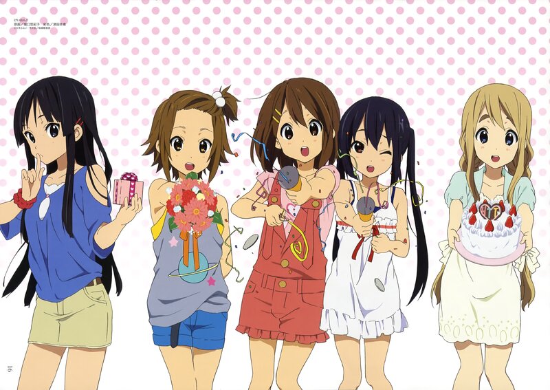 Five Anime Girls Celebrating — Pink