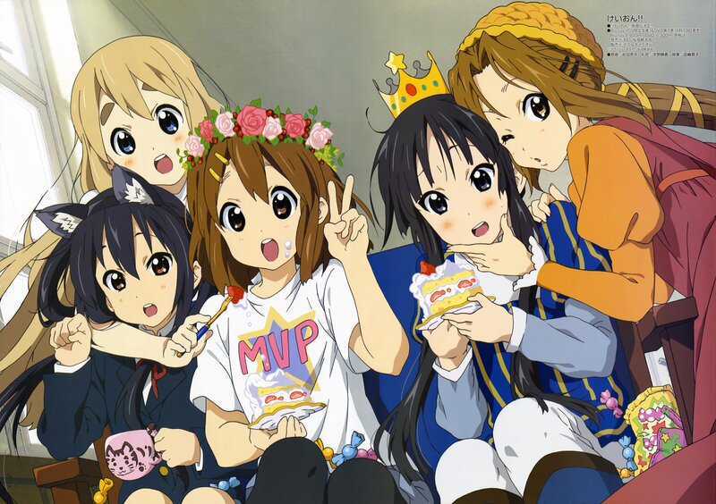 Five Anime Girls Celebrating