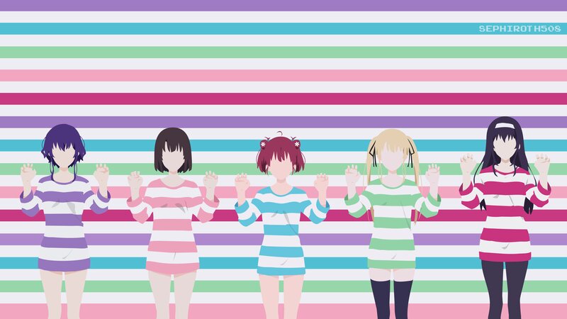 Five Anime Girls Dancing — Pink, Playful