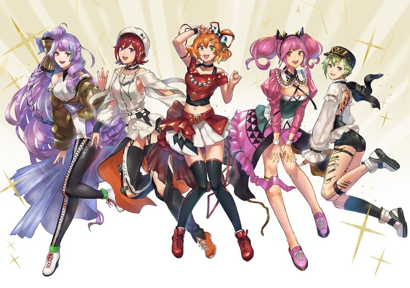 Five Anime Girls Dancing — Purple, Energetic