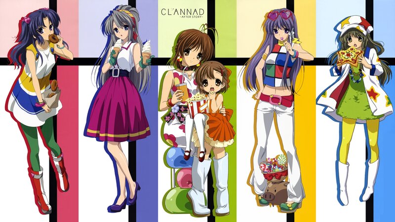 Five Anime Girls Eating