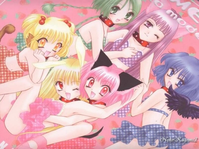 Five Anime Girls Hugging — Pink, Playful