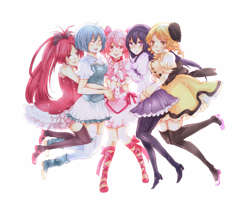 Five Anime Girls Hugging — Pink