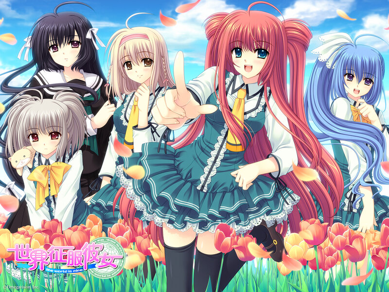 Five Anime Girls in a Field — Pink