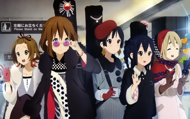 Five Anime Girls in a Group — Black