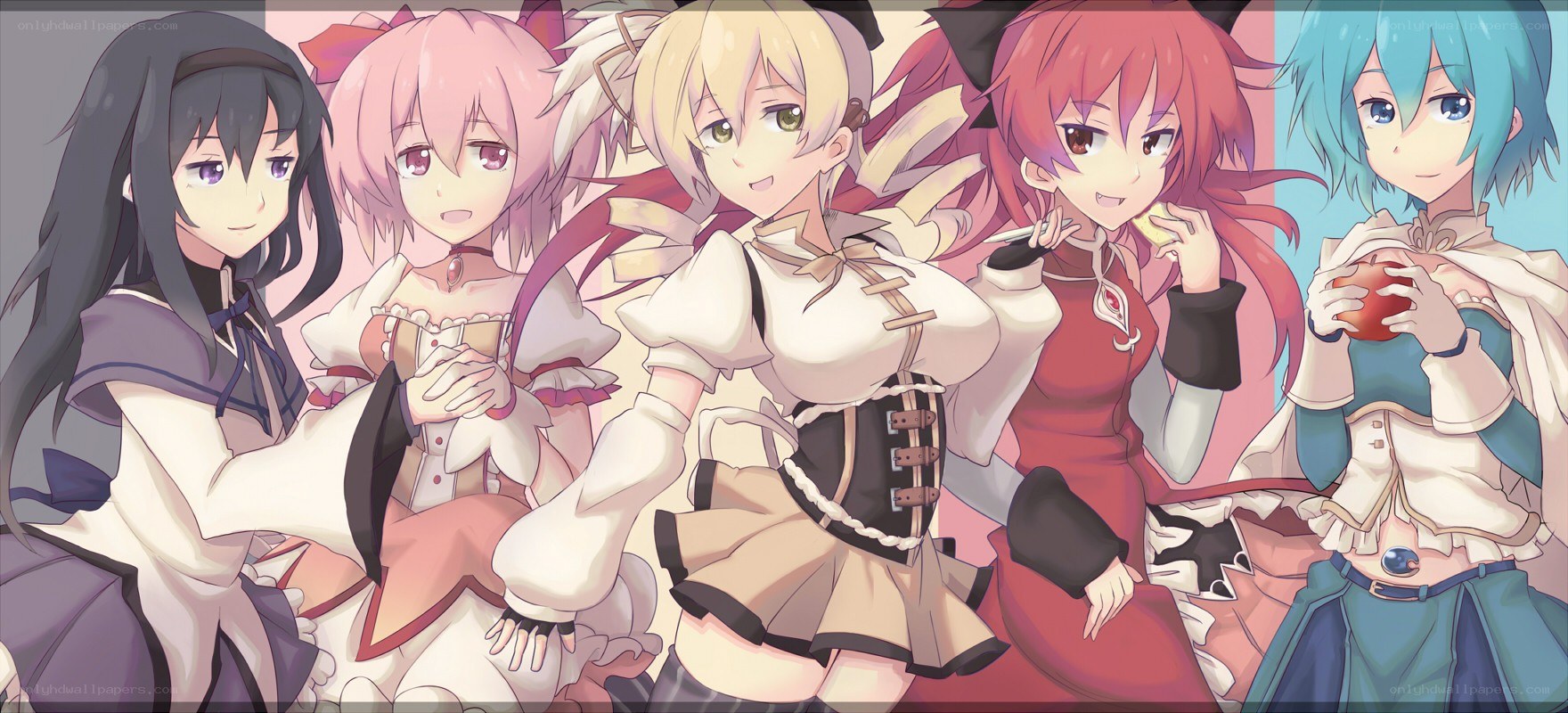 Five anime girls in a group