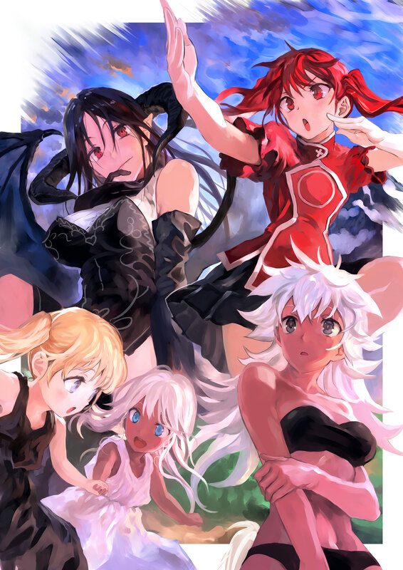 Five Anime Girls in Action — Blue