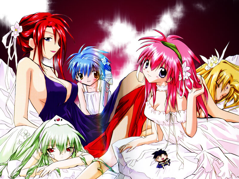 Five Anime Girls in Bed