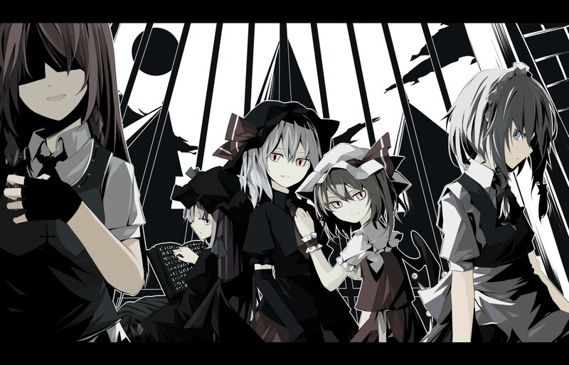 Five Anime Girls in Black