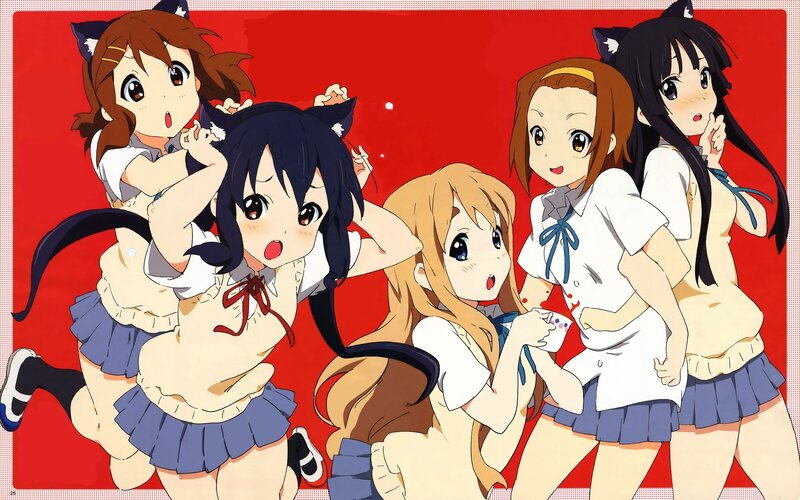Five Anime Girls in Cat Ears