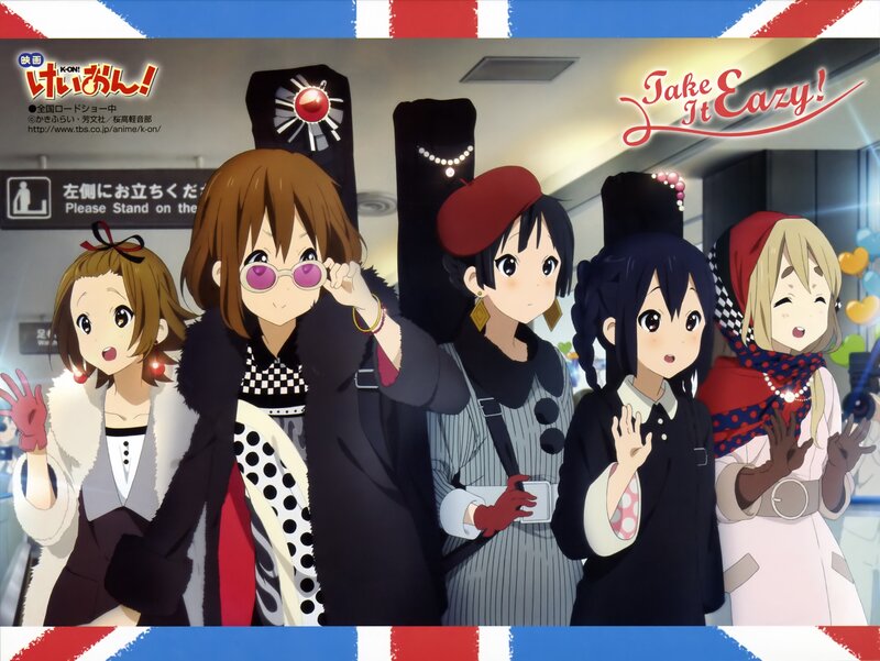 Five Anime Girls in Coats