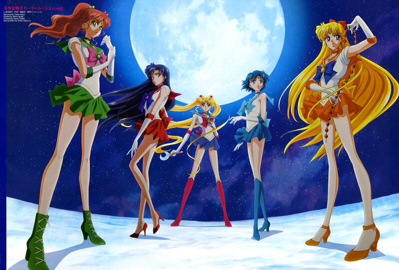 Five Anime Girls in Costumes — Blue, Dramatic