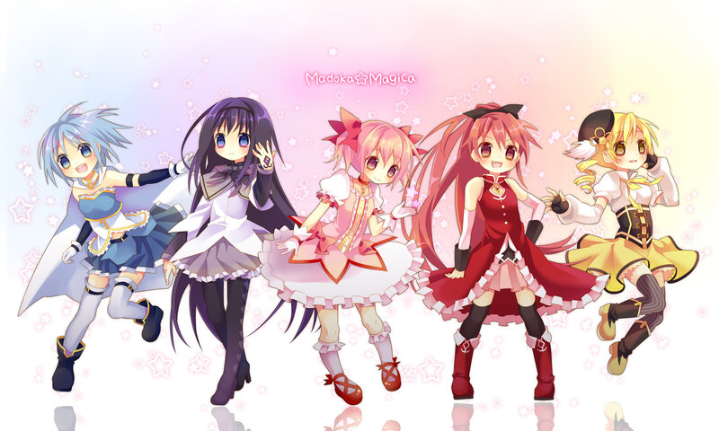 Five Anime Girls in Costumes — Pink