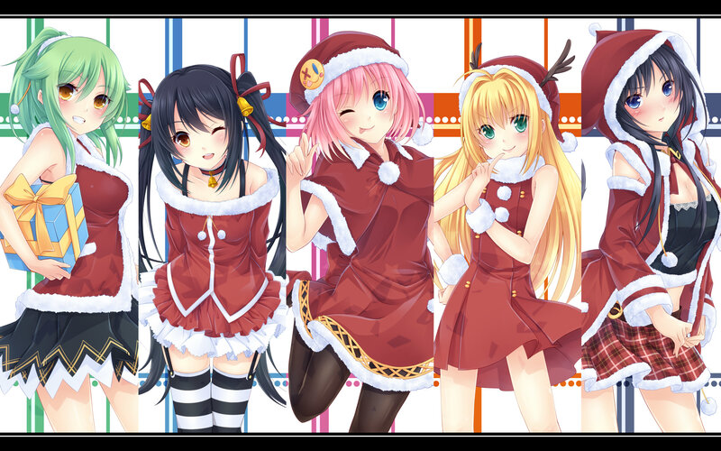 Five Anime Girls in Costumes — Red