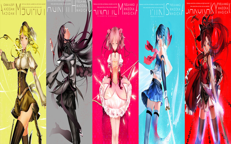 Five Anime Girls in Costumes — Yellow