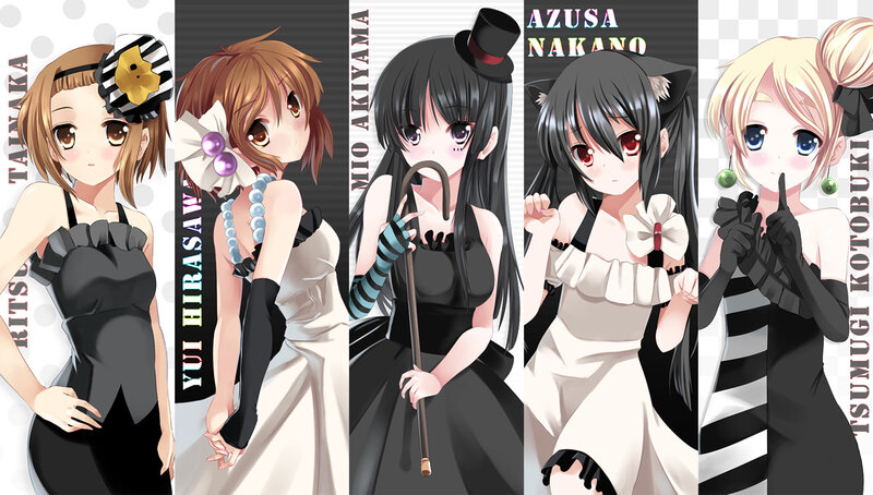 Five Anime Girls in Dresses — Black