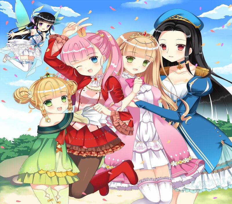 Five Anime Girls in Dresses — Blue
