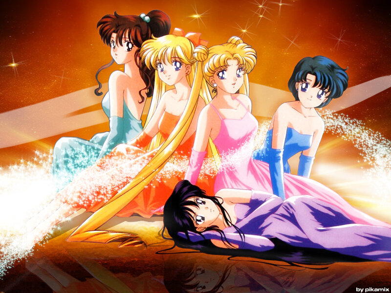 Five Anime Girls in Dresses — Orange