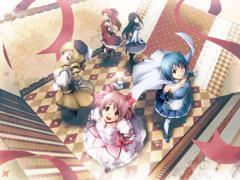 Five Anime Girls in Dresses — Pink
