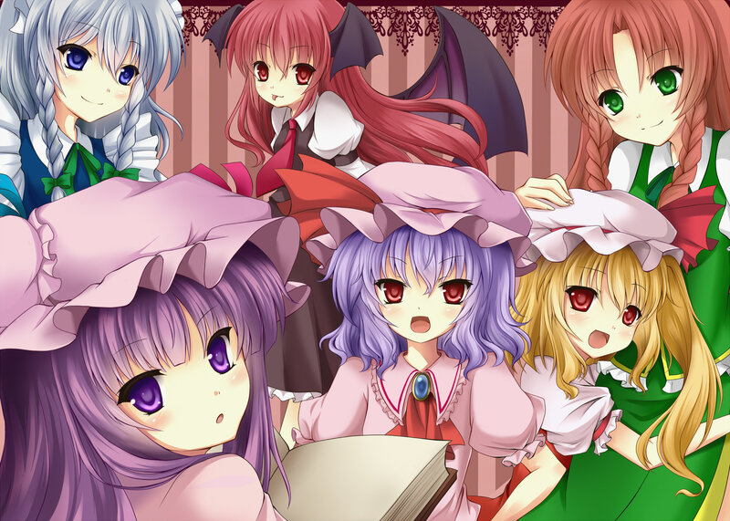 Five Anime Girls in Dresses — Purple