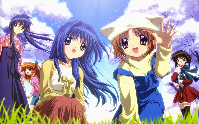 Five Anime Girls in Field — Blue