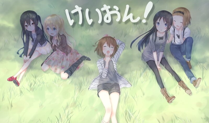 Five Anime Girls in Field — Green