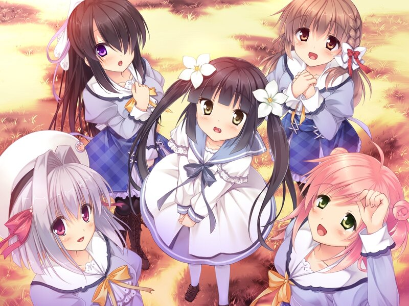 Five Anime Girls in Field — Yellow