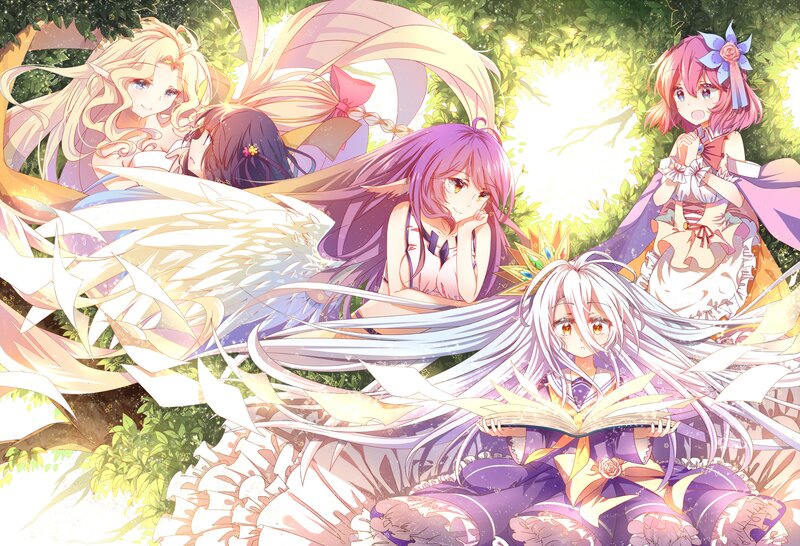 Five Anime Girls in Forest
