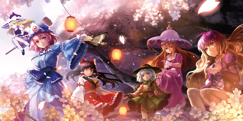 Five Anime Girls in Garden