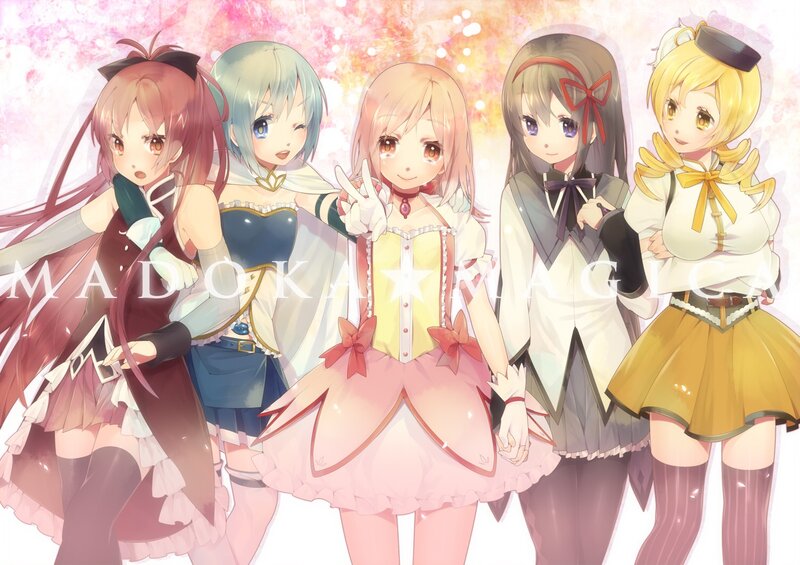 Five anime girls in magical outfits