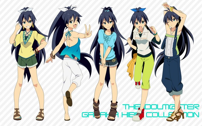 Five Anime Girls in Outfits — Blue