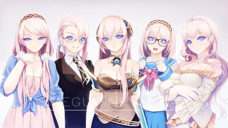 Five Anime Girls in Outfits — Pink