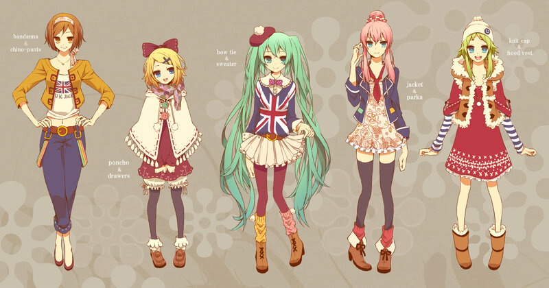 Five Anime Girls in Outfits