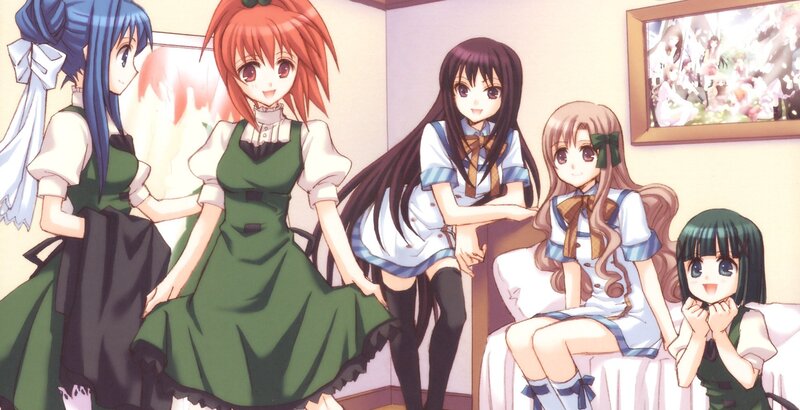 Five Anime Girls in Room