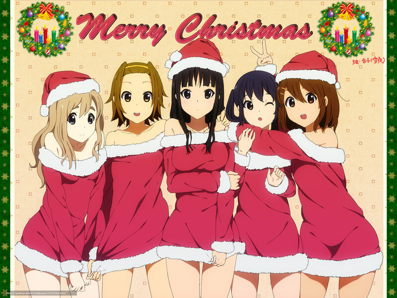 Five Anime Girls in Santa Outfits — Red