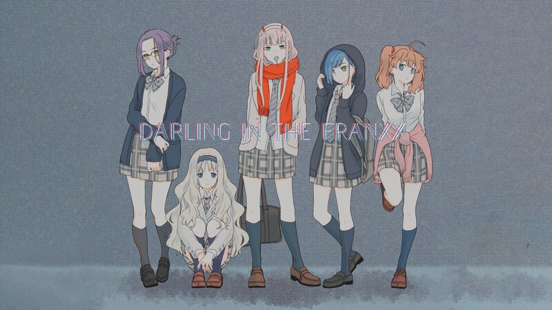 Five Anime Girls in School Uniforms — Blue, Calm, School Uniforms