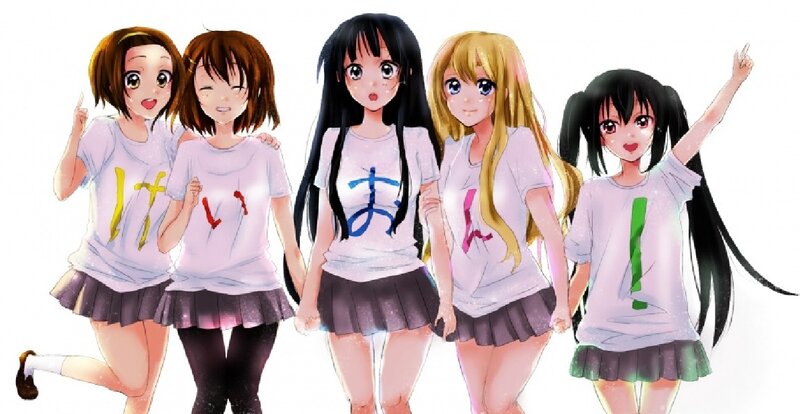 Five Anime Girls in Shirts